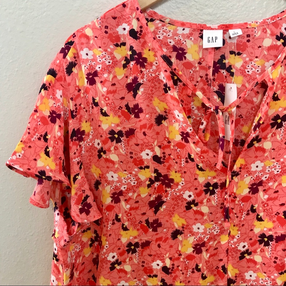 NWT GAP Floral Tie Flowing Sleeve Blouse Large